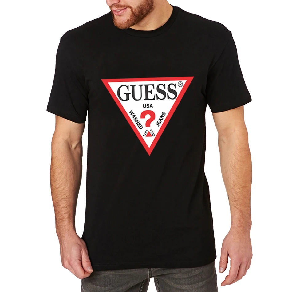 Угадать Футболка мужская Тонкая футболка с принтом спортивные хлопковые топы S