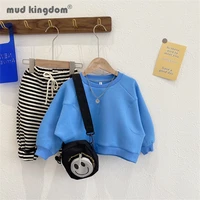 mudkingdom fashion boys set casual solid long sleeve pullover sweatshirts striped jogger pants outfits kids sets spring autumn