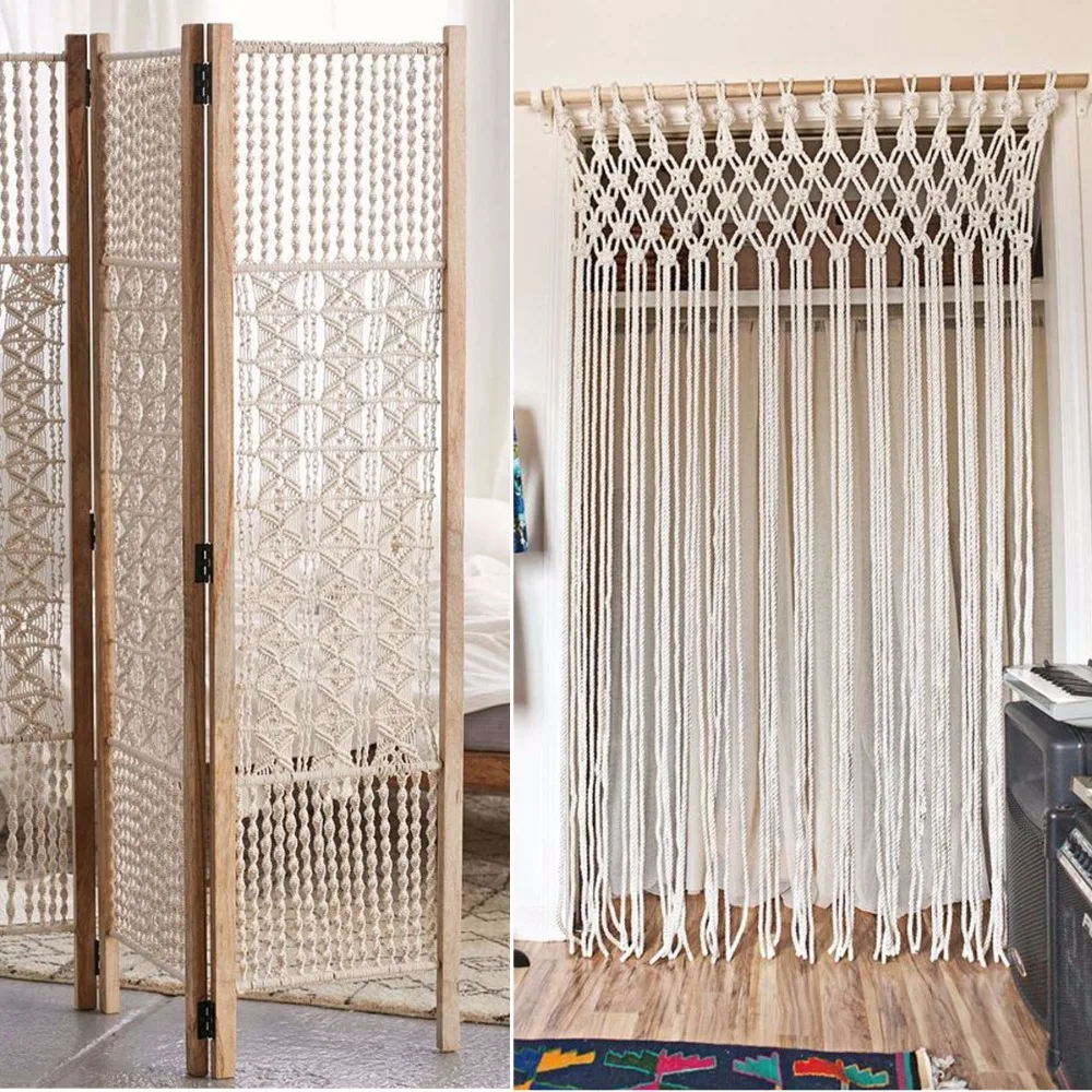 3 10 мм белый Хлопковый скрученный плетеный шнур веревка ручной работы для