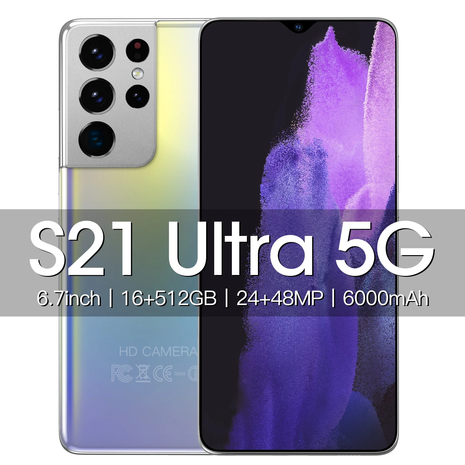 

2021 S21 Ultra Global Version 6.7Inch Smartphone 256GB ROM 8GB RAM 6000mAh 24+48MP Face ID Cell Phones Unlocked 5G Smartphone