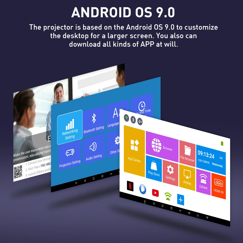 Salange P8 Mini DLP проектор 4K Android 9 0 WiFi Bluetooth 1080P Поддержка портативная беспроводная