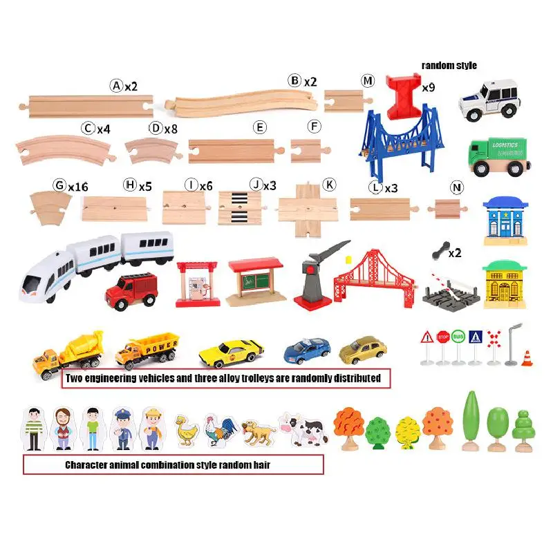 

Wooden Track Railway Train Toy Car Children Puzzle Slot Rail Transit Double Track Electric Train Circuit Voiture Toy For Kids