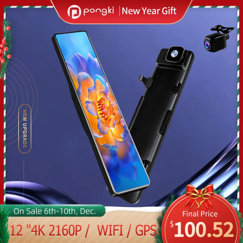 Зеркало-видеорегистратор PONGKI 4K 2160P 2K 12 дюймов GPS Wi-Fi | Автомобили и мотоциклы