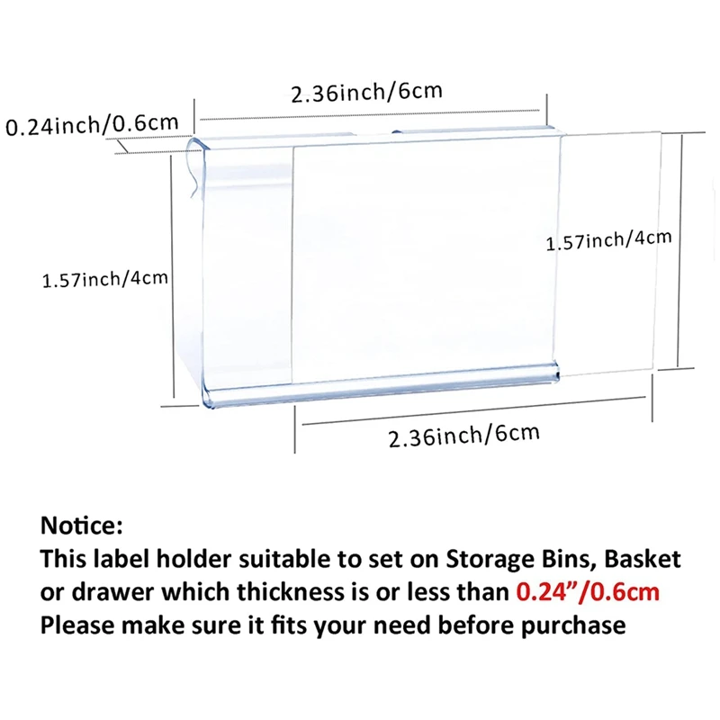 50Pcs Clear Plastic Label Holder Price Tag Shelf Clip Removable for Storage Bins Basket Labels | Дом и сад