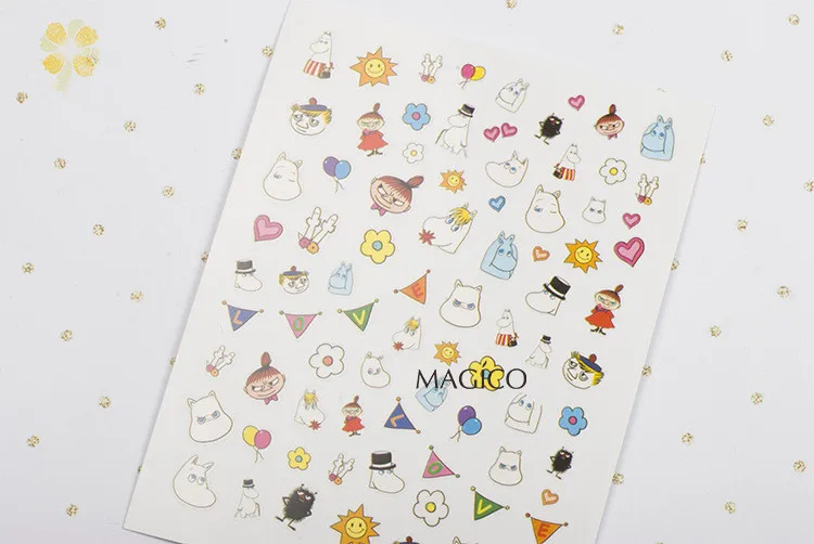 Наклейка для ногтей с персонажем мультфильма Водонепроницаемая Мода moomin мультфильм игрушка милый стикер для ногтей Декор фильм