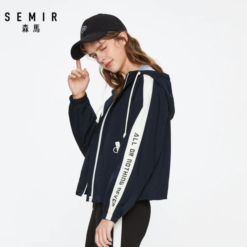SEMIR Женская куртка весна 2020 новинка пальто с капюшоном свободная хитовая цветная