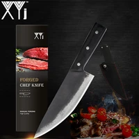 xyj 8 inch chef kitchen knife set handmade forged craft blade chinese style wood handle knife cover sheath gift box camping