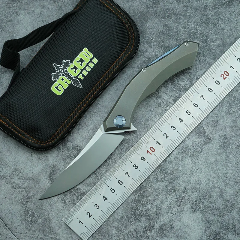 

Складной нож Green thorn Flipper, резак из титанового сплава и стали D2, для выживания на природе, кемпинга, кухни, фруктов, повседневного использовани...