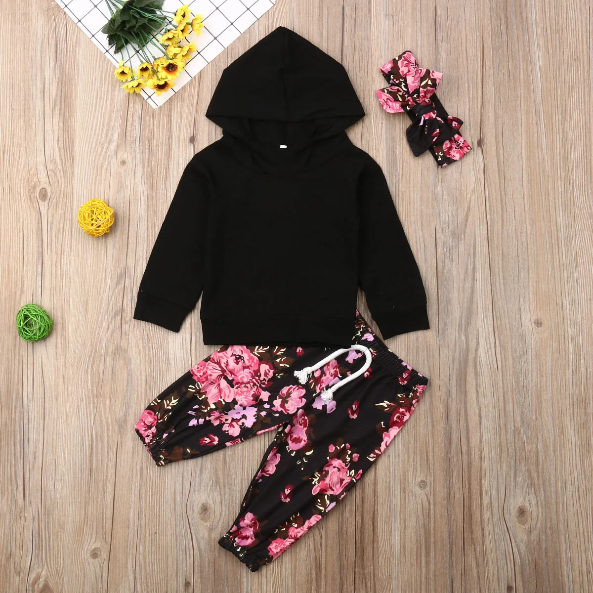 Осенняя одежда для новорожденных девочек топы с капюшоном и длинными рукавами