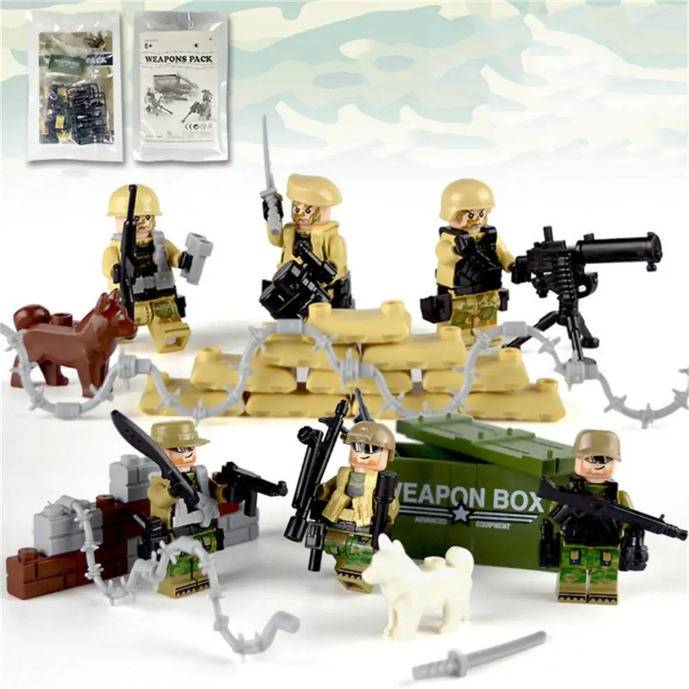 Солдаты военные фигурки оружие строительные блоки детская игрушка совместимая с