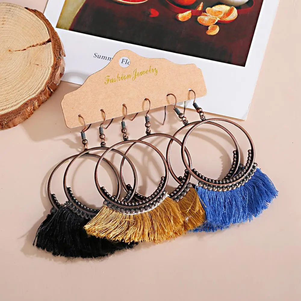 Серьги-подвески в этническом ретро-стиле набор из 3 предметов богемный