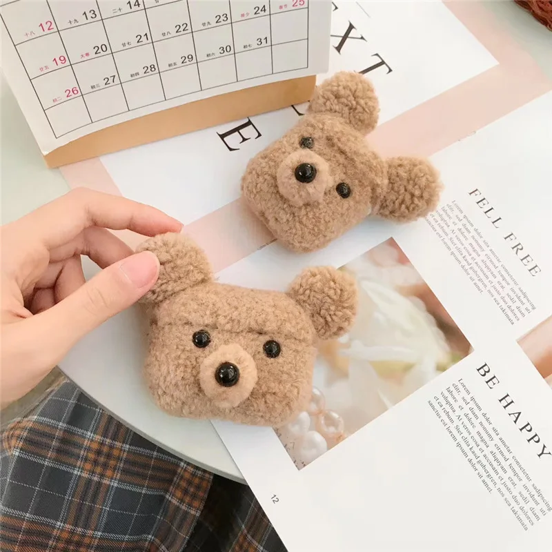 Для Airpods Pro Чехол 3D коричневая мышь из мультфильма мягкого плюша беспроводной