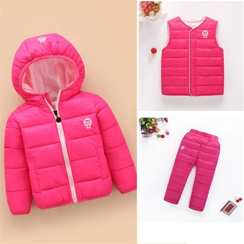 Детская верхняя одежда из 3 предметов пуховик для мальчиков и девочек новогодние