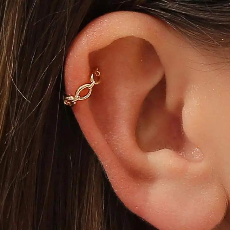 

Geometric Chain Shape Clip Earrings For Women Earing Without Hole Jewelry Fake Earring Single Ear Earring CF2226