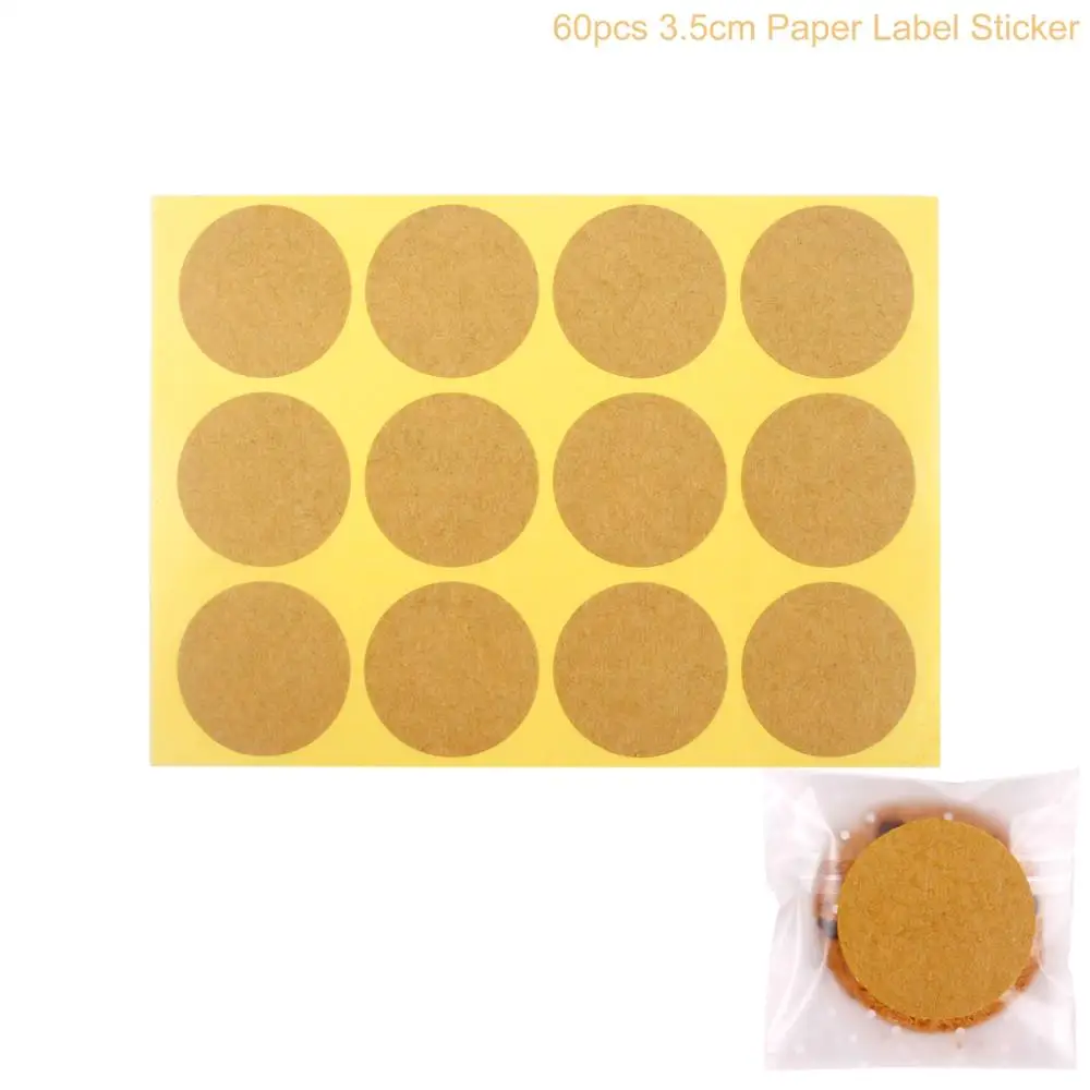 60pcs sticker HUIRAN Рождественский подарок упаковка крафт-бумажный пакет Рождественская вечеринка печенье подарок сумка для рождественской вечеринки украшения принадлежности - Цвет: 60pcs sticker