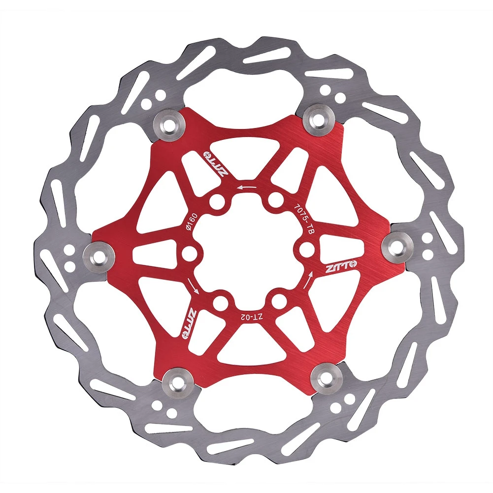 Brake Disc 160mm 6 Bolts Mountain Bike Floating Brake Disc Pad Cycling Accessory Red/Black