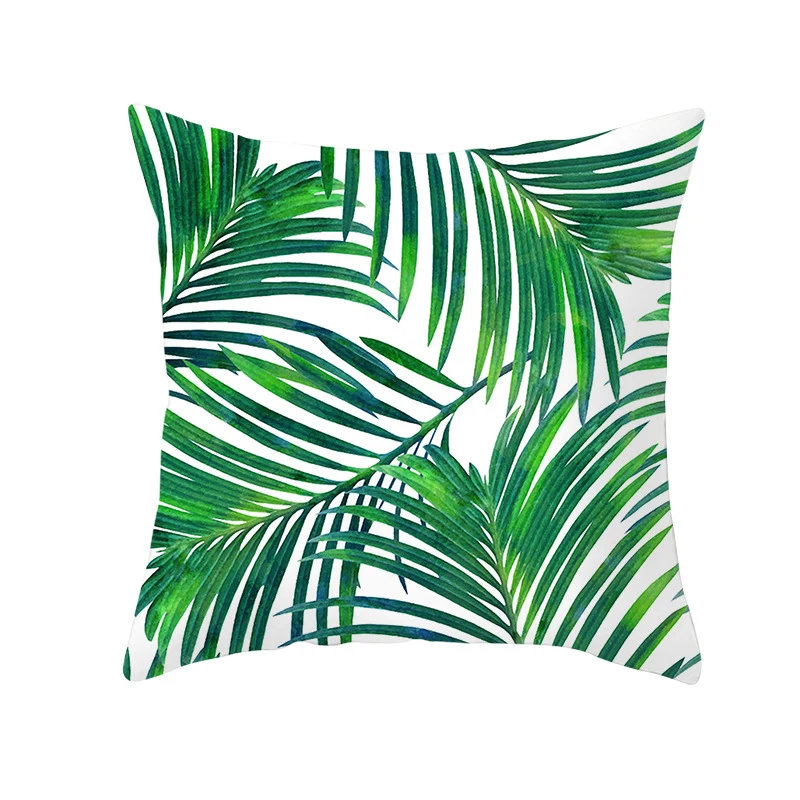 

1PC Tropical Plants Pillow Case Polyester Decorative Pillowcases Green Leaves Throw Pillow Case