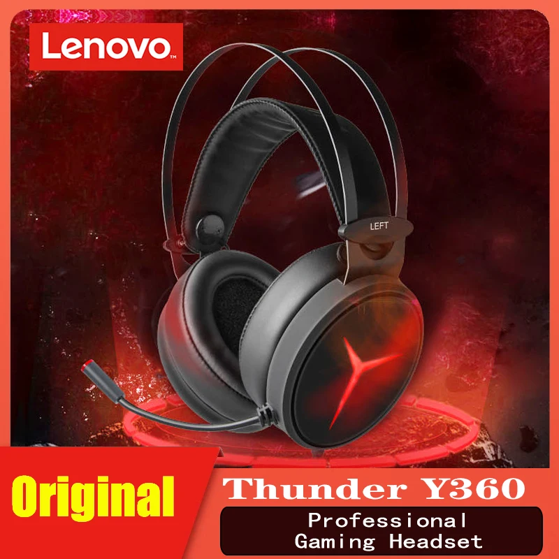 

Original Lenovo Gaming Headset USB Wired Headset 50MM Driver Headphone 7.1 Surround Sound with Mic Y360 Professiona for Game