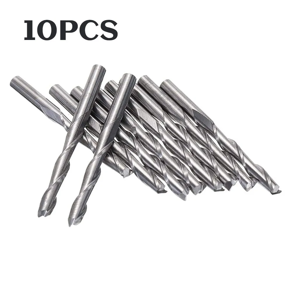 

10pcs 3.175mm 2 Flute CNC Compression Milling Cutter Woodwork Down Cut Spiral Carbide Milling Tool Router End Mill Cutter Bits