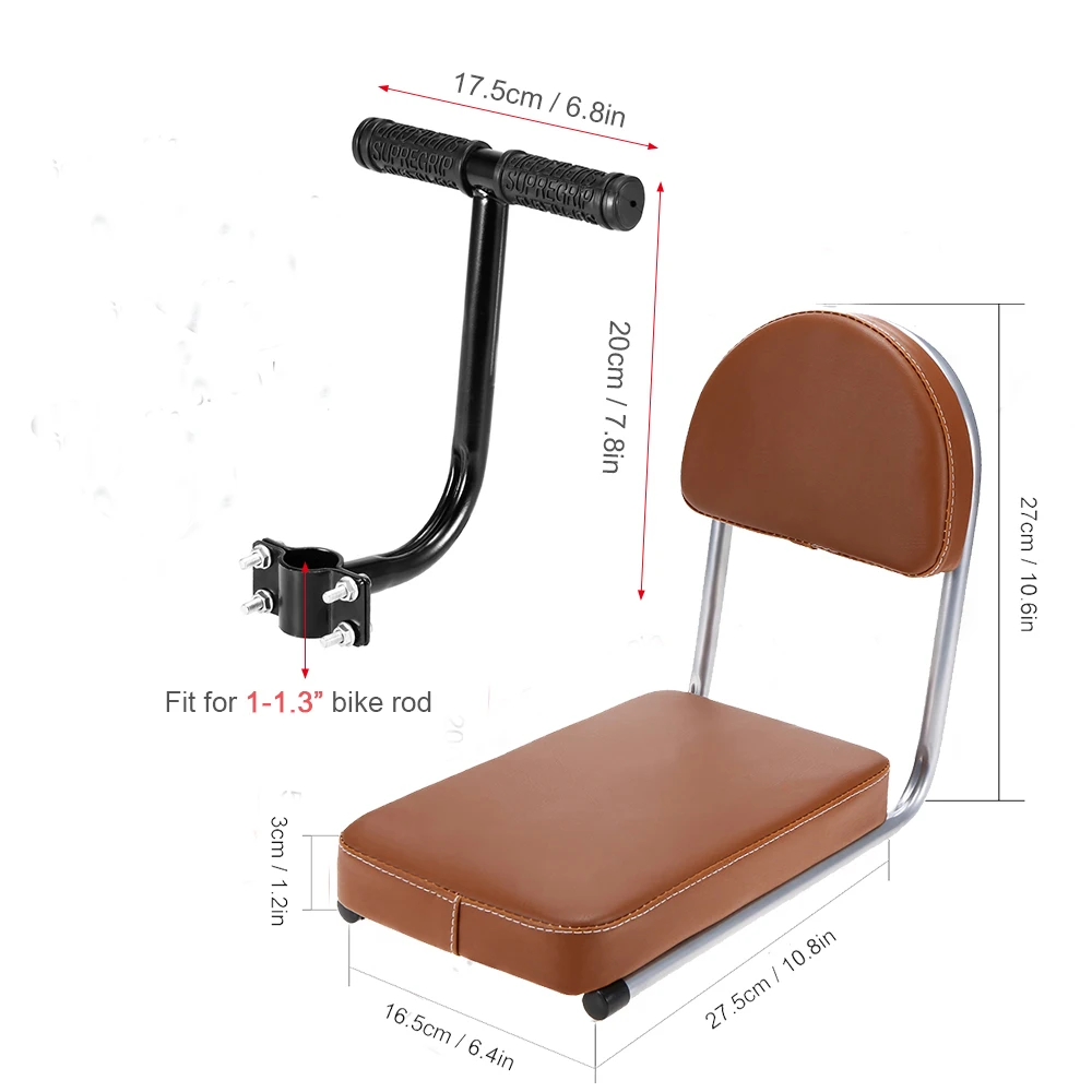 Handle Brown Seat Велосипедное заднее сиденье велосипедное седло детское сиденье с задней спинкой MTB Велосипедное заднее седло из искусственной кожи подушка для велосипедных частей - Цвет: Handle Brown Seat