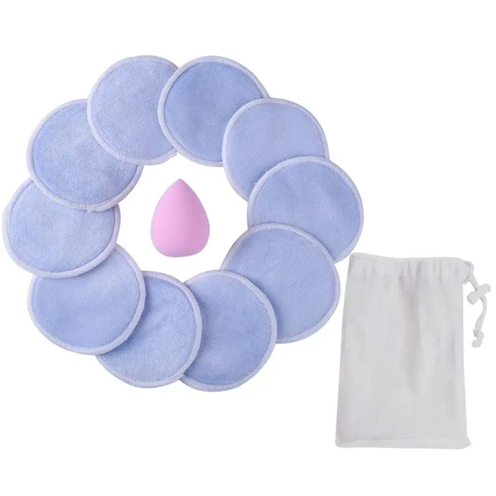 10pcs purple Модные виды очищающих подушечек для макияжа, мягкие многоразовые подушечки из бамбукового волокна, моющиеся подушечки для лица и глаз, инструменты для красоты - Цвет: 10pcs purple