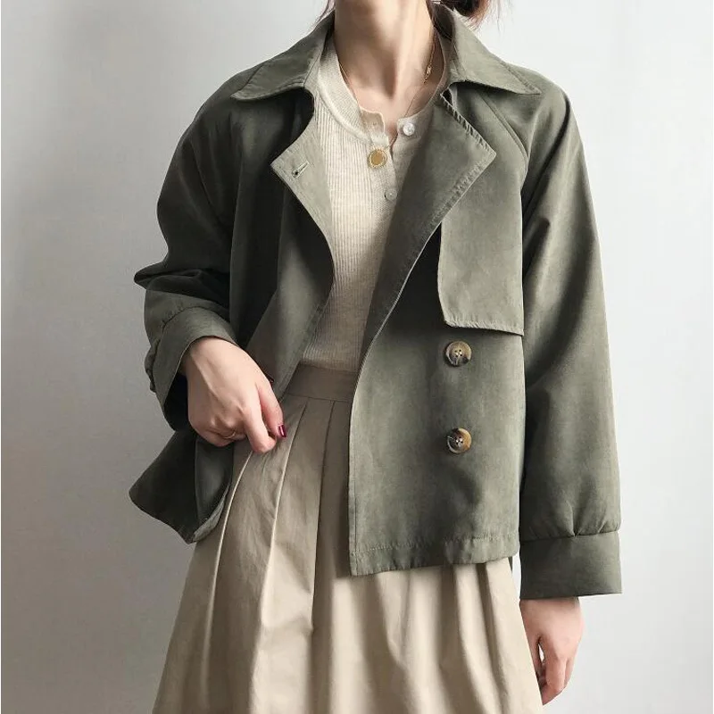 

Новинка 2020, осенне-зимняя женская ветровка-карго, Повседневная винтажная верхняя одежда с карманами, короткий Тренч большого размера, топы ...