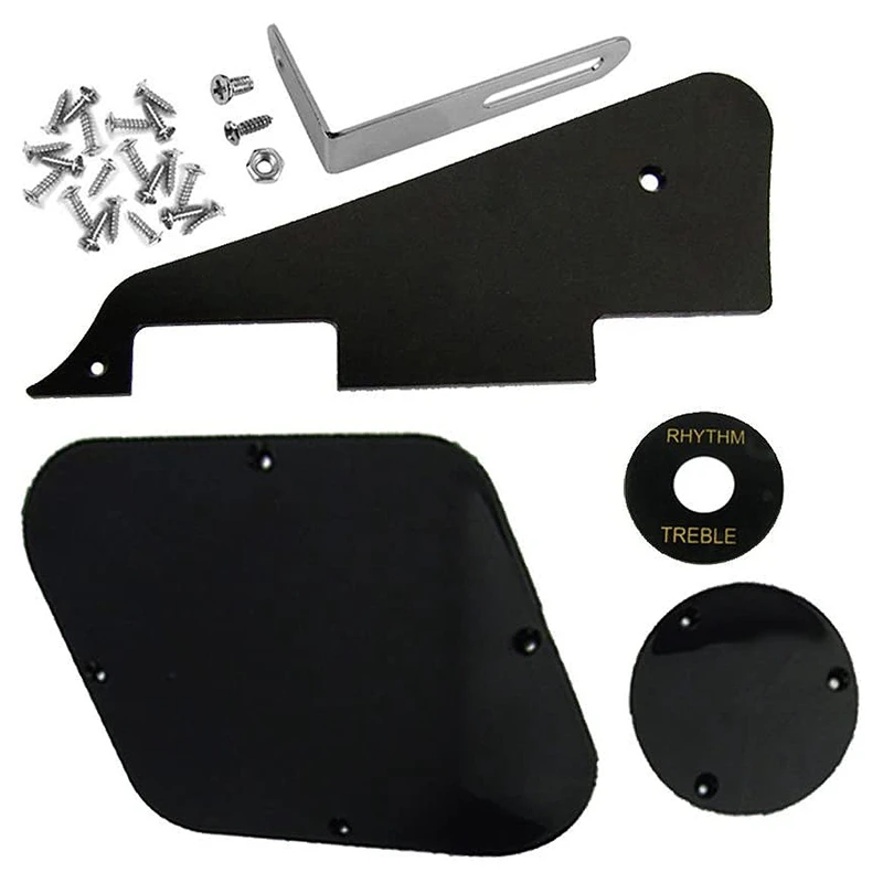 

1Set Black Pickguard Cavity Switch Covers Pickup Selector Plate Bracket Screws Fit Les Paul Guitar Style Kit