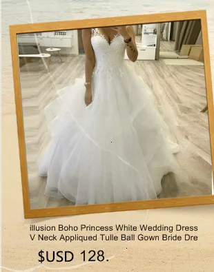 Fashion Boho White Wedding Dresses Long Chiffon A Line Ivory Wedding Gowns Backless Lace Cheap Princess Beach Bridal Dress