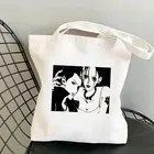 Японская многоразовая сумка для покупок в стиле аниме Харадзюку, складная Холщовая Сумка-тоут на плечо, Экологически чистая дорожная сумка для учеников и учебников