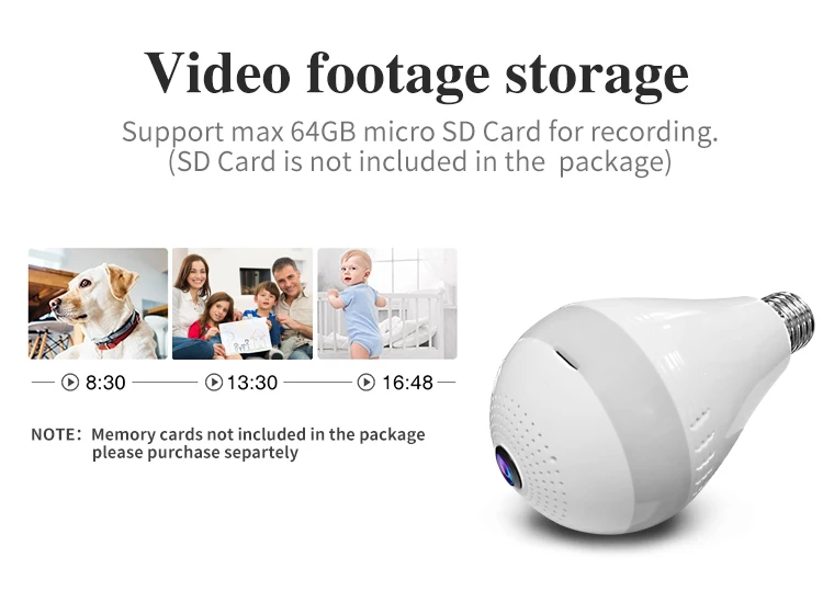 Weesee V380/iCSEE 1080P 2MP H.265 лампа панорамная VR рыбий глаз wifi IP камера