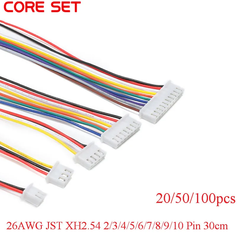 100/50/20 шт./лот 26AWG JST XH2.54 2/3/4/5/6/7/8/9/10 Pin разъем 2 54 мм с проводным кабелем длина 30
