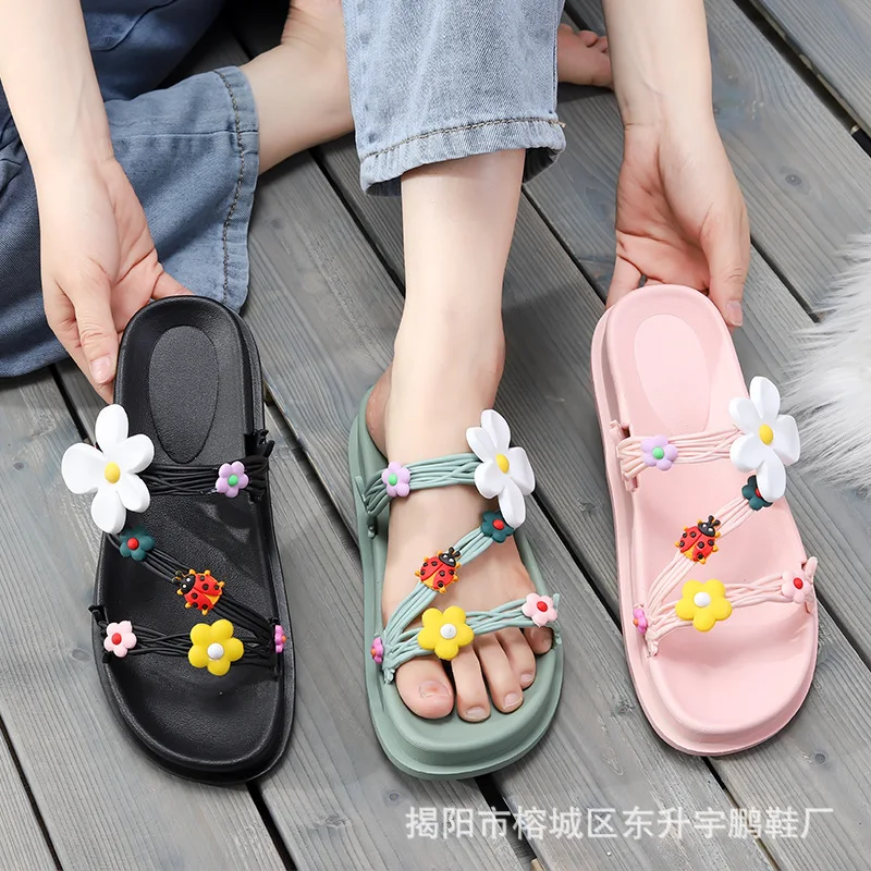 

Chrysanthemum slippers thick bottom 2021 new slippers women summer outing sandals women fashion all-match women's shoes