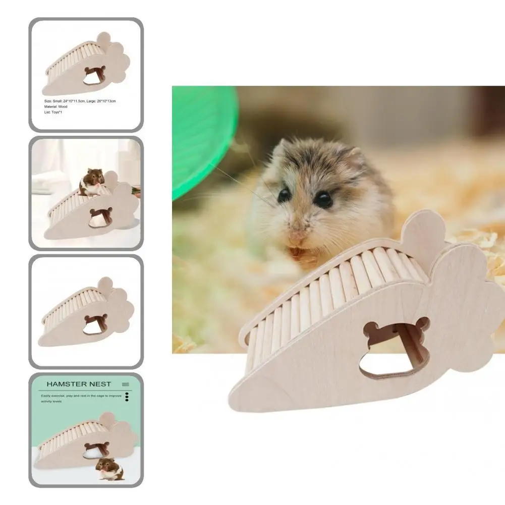 

Wood Practical Natural Wooden Hamster Nest House Fine Workmanship Wooden Hamster Nest House Smooth Surface for Home