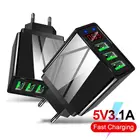Сетевое зарядное устройство с 3 USB-портами и светодиодным дисплеем, адаптер для быстрой зарядки, вилка EUUS, мобильный телефон зарядное устройство для планшета Iphone Samsung Xiaomi