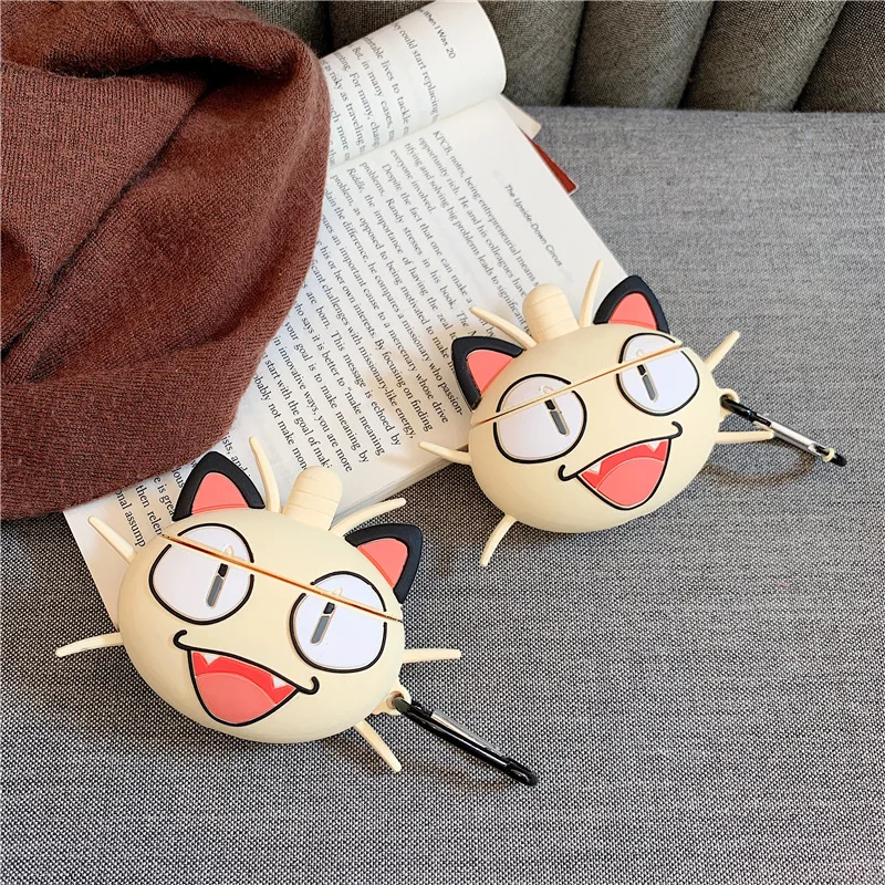 Чехол 3D Cat Meowth для Airpods милый защитный чехол Bluetooth наушников Airpod 2 силиконовые