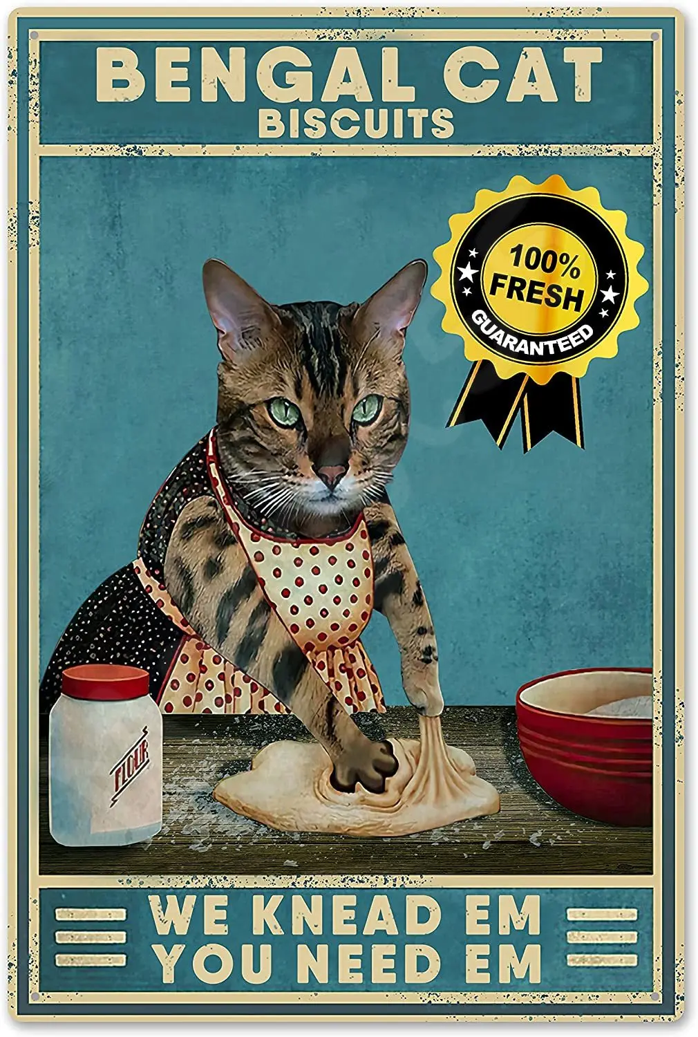 

Vintage Tin Metal Home House Room Wall Funny Gifts Decorations Decor Sign Retro 8x12 Inch (Bengal Cat Biscuits)