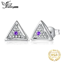 jewelrypalace triangle natural purple amethyst 925 sterling silver stud earrings for women cute gemstone geometric earrings
