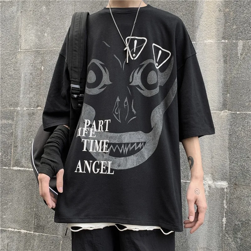 

Men Women T Shirt Summer Short Sleeve Tshirt Goth Gothic Tee Tops Clothes Skull Horror Punk Streetwear Hip Hop Clothing 2021