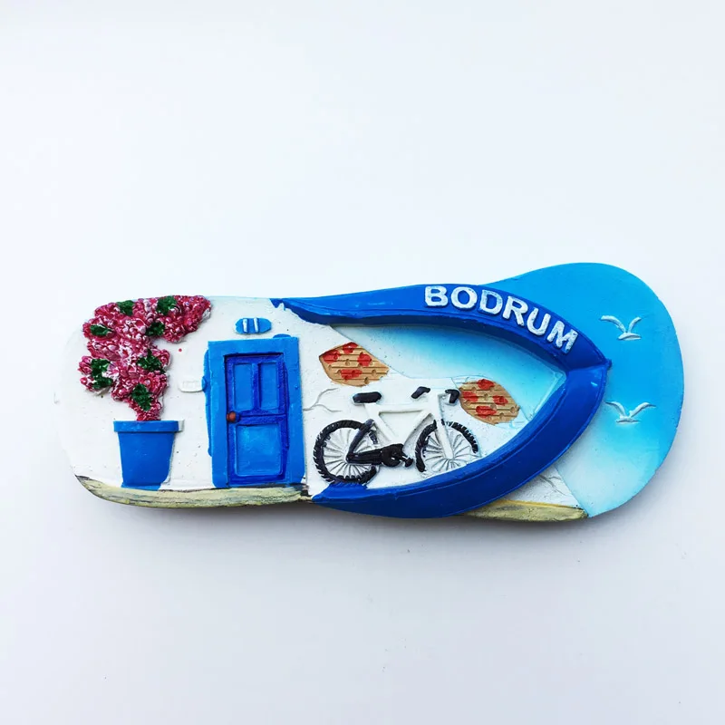 

QIQIPP Turkey Bodrum Creative Tourism Commemorative Decoration Crafts Flip-Flops Folk House Magnet Refrigerator Magnet