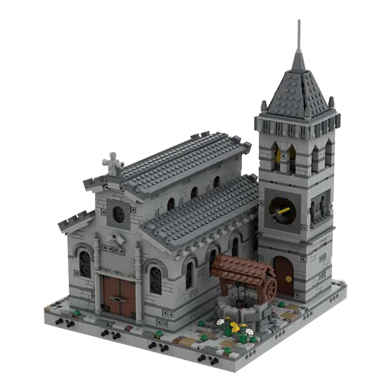 

Moc City Building Medieval Church Modular Street Scene Build Blocks MOC City View Famous Village Model Bricks Kids Toy Gift
