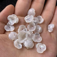 10pcs natural shell beads flower shaped mother of pearl shell for jewelry making diy bracelet earring handiwork sewing accessory