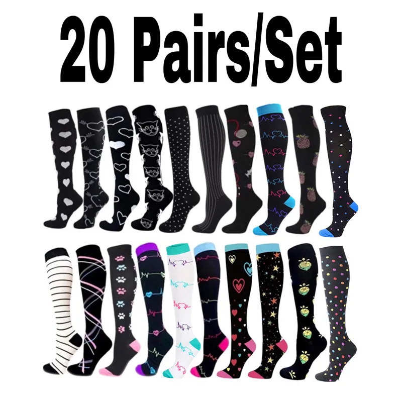 

Компрессионные носки для мужчин и женщин, Спортивные Чулки до колена для бега и занятий футболом, от варикозного расширения вен, для медсест...