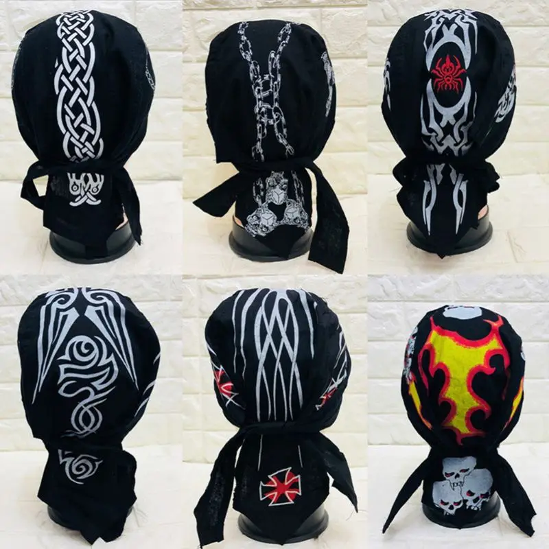 

Unisex Sport Outdoor Bandana Adjustable Head Wrap Hip Hop Skull Flames Print Motorcycle Beanie Helmet Cap Liner Pirate Headscarf