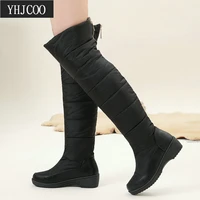 2021 new knee high women snow boots fashion comfort thick sole classic black waterproof insulated down boots womans shoes 44