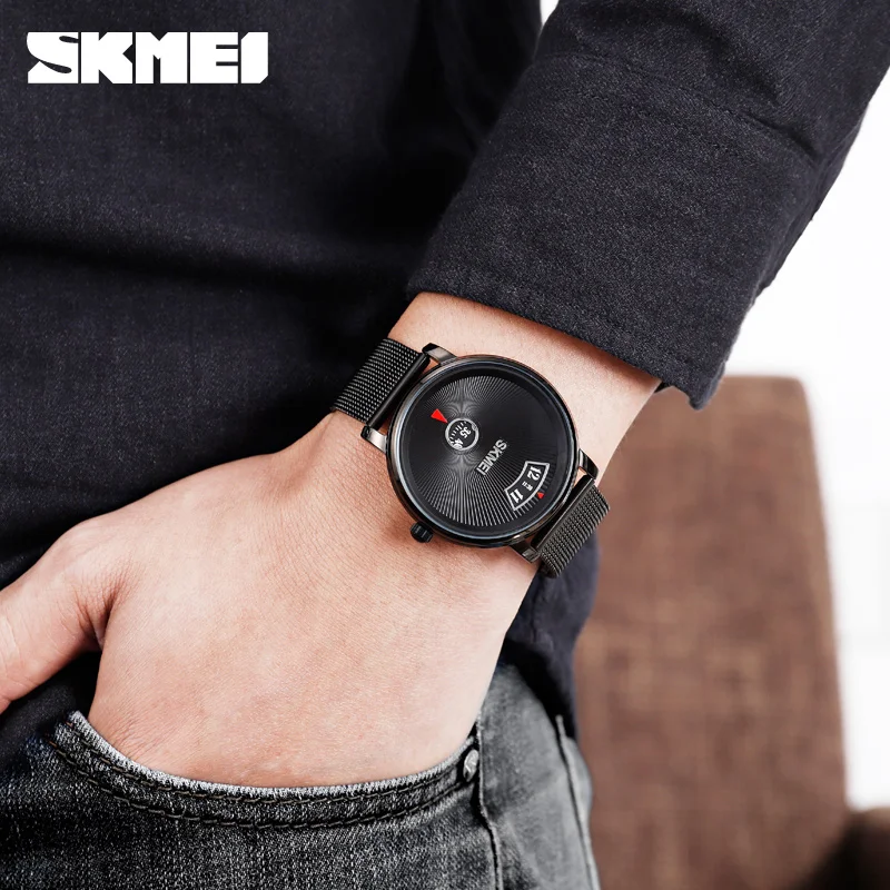 SKMEI деловые мужские кварцевые часы простой стиль водонепроницаемые наручные из