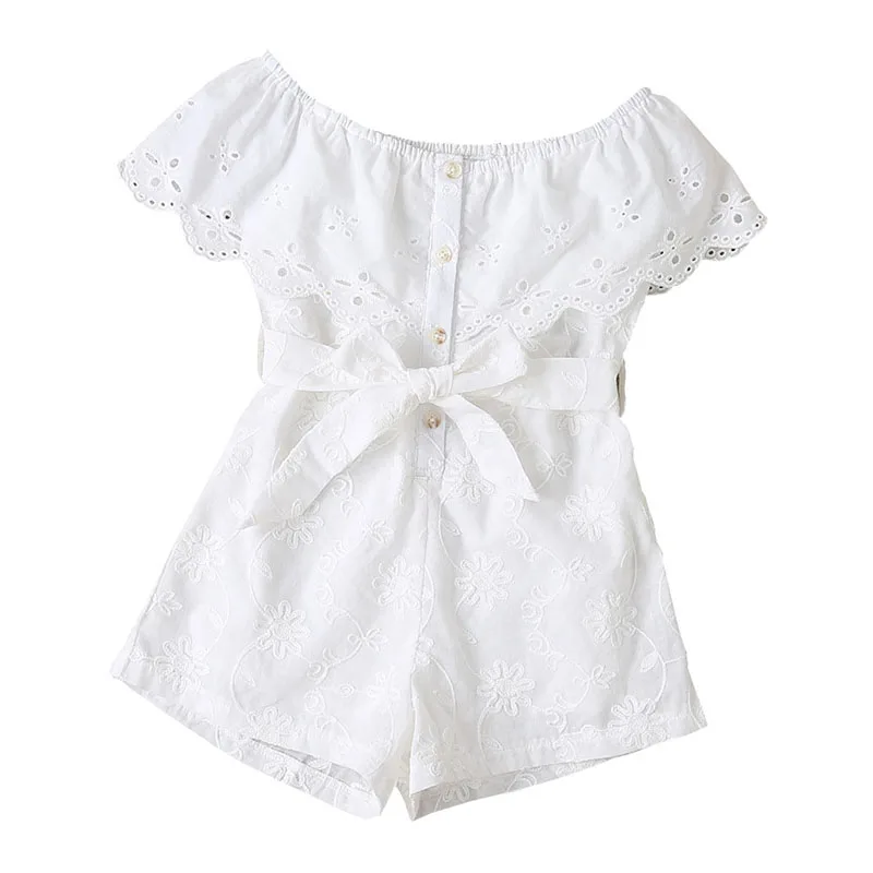 Белый комбинезон с цветочным рисунком для маленьких девочек детские вечерние