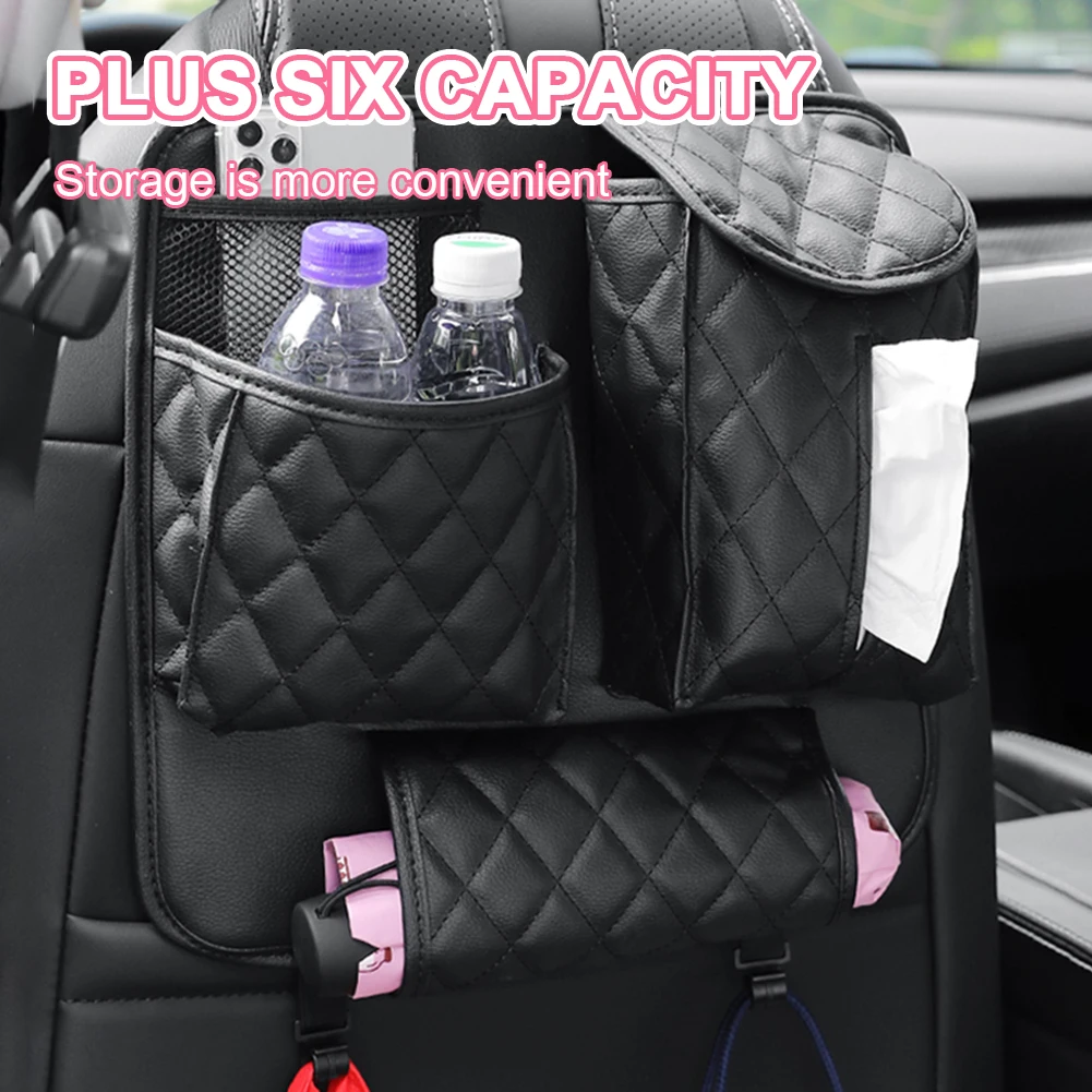 

Car Storage Bag Interior Seat Back Organizer PU Leather Multifunction Tissue Waterproof Holder Hanging Pocket Stowing Tidying