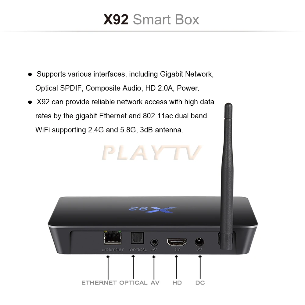 [Подлинный] X92 3 Гб/32 ГБ 3 ГБ/16 ГБ 2 ГБ/16 ГБ Android 7,1 Smart tv Box Amlogic S912 Восьмиядерный процессор полностью загруженный 5G Wifi телеприставка