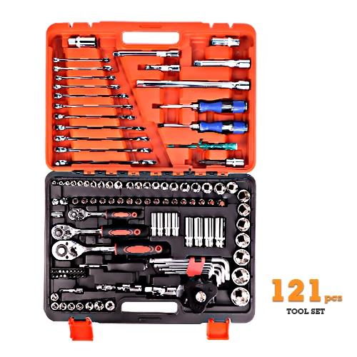 121pcs 121 шт. 150 шт. Инструменты для ремонта автомобиля механические инструменты набор торцевых ключей инструменты для авто трещотка Двусторонняя отвертка Набор шестигранных ключей - Цвет: 121pcs