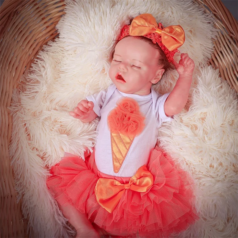 Полностью силиконовая виниловая Реалистичная кукла реборн Bebe Спящая девочка